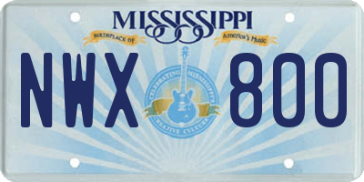 MS license plate NWX800