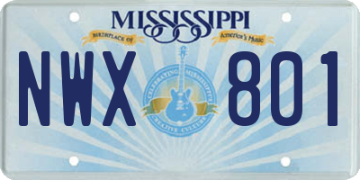 MS license plate NWX801
