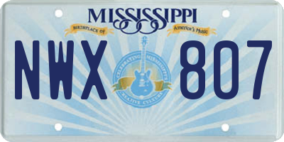 MS license plate NWX807