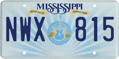 MS license plate NWX815