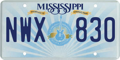 MS license plate NWX830