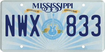 MS license plate NWX833
