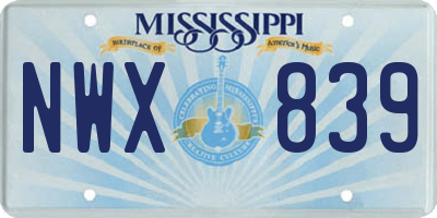 MS license plate NWX839