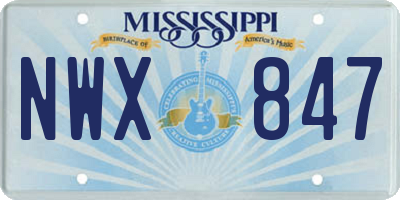 MS license plate NWX847
