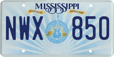 MS license plate NWX850