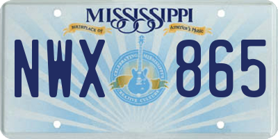 MS license plate NWX865