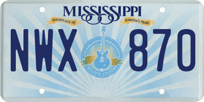 MS license plate NWX870