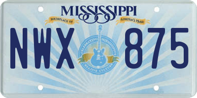 MS license plate NWX875