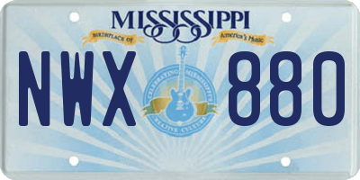 MS license plate NWX880