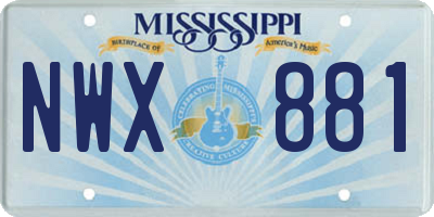 MS license plate NWX881