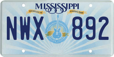 MS license plate NWX892