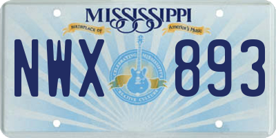 MS license plate NWX893