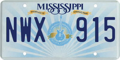 MS license plate NWX915