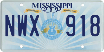 MS license plate NWX918
