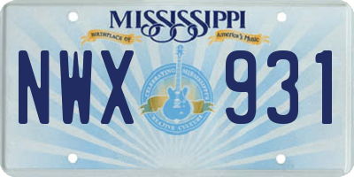 MS license plate NWX931