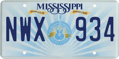 MS license plate NWX934