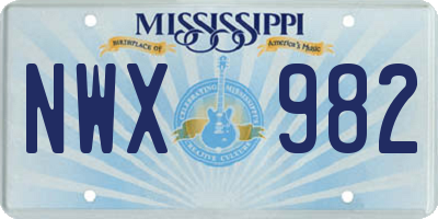 MS license plate NWX982