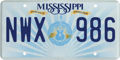 MS license plate NWX986