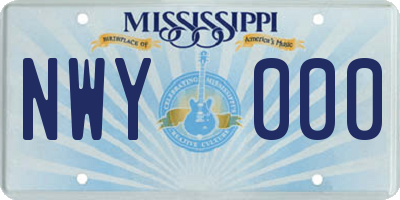 MS license plate NWY000