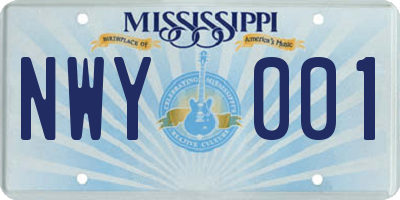 MS license plate NWY001