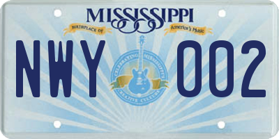 MS license plate NWY002