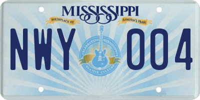 MS license plate NWY004