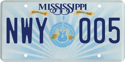 MS license plate NWY005