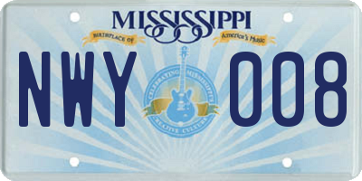MS license plate NWY008