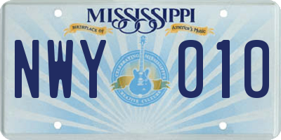 MS license plate NWY010