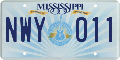 MS license plate NWY011