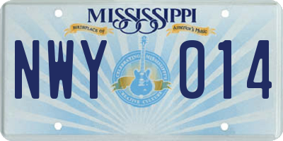 MS license plate NWY014