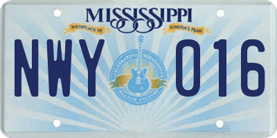 MS license plate NWY016