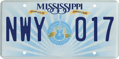 MS license plate NWY017