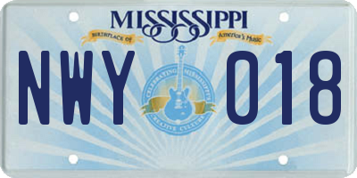 MS license plate NWY018