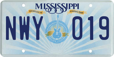 MS license plate NWY019