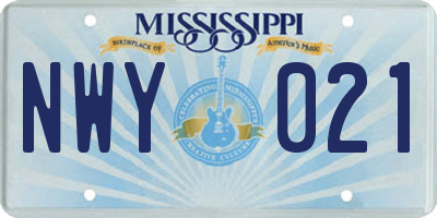 MS license plate NWY021