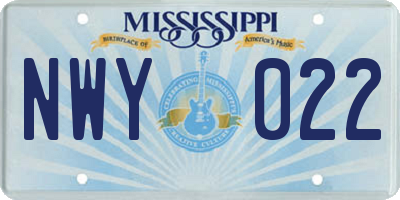 MS license plate NWY022