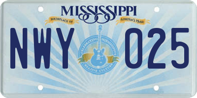 MS license plate NWY025