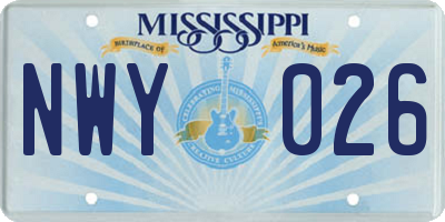 MS license plate NWY026