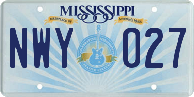 MS license plate NWY027
