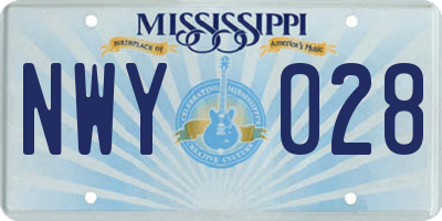 MS license plate NWY028