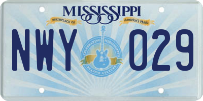 MS license plate NWY029