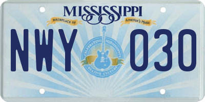 MS license plate NWY030