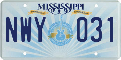 MS license plate NWY031