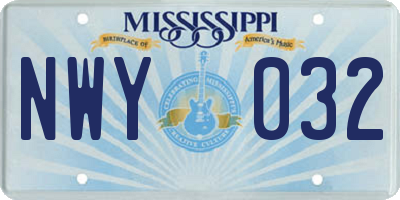MS license plate NWY032