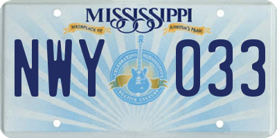 MS license plate NWY033