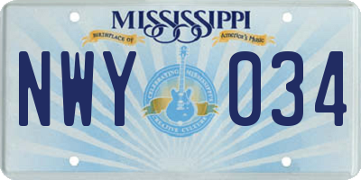MS license plate NWY034