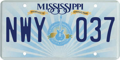 MS license plate NWY037