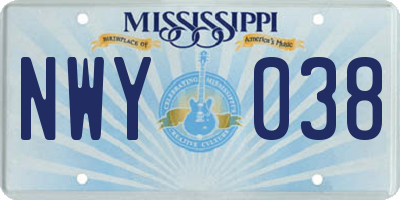 MS license plate NWY038