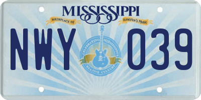 MS license plate NWY039